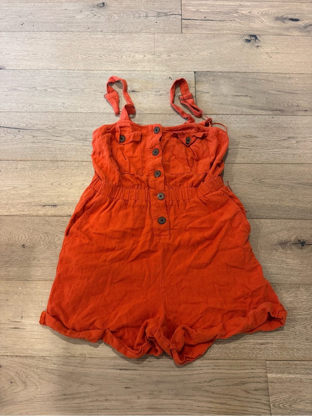 Urban Outfitters Orange Button-Front Overalls Style Romper. Medium.